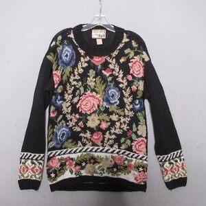 Vintage Crystal Kobe Sweater Small Floral Cottage Core‎ Grandma Boho Coquette